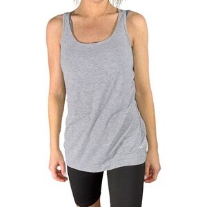 GAP BREATHE Heather Grey Strip Racerback‎ Tank Top